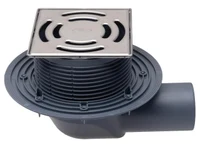 Sifon de pardoseala orizontal PP D. 75 pentru balcon/terasa, cu grila inox (145 x 145 mm) HL5100T  HL
