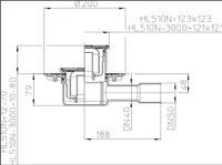 Sifon de pardoseala interior orizontal PP HL510N  HL D. 40/50 cu grila inox (123 x 123 mm)  HL 2