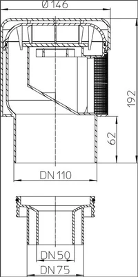 Воздушный клапан ПП D. 50 / 75 / 110 HL900N  HL 2