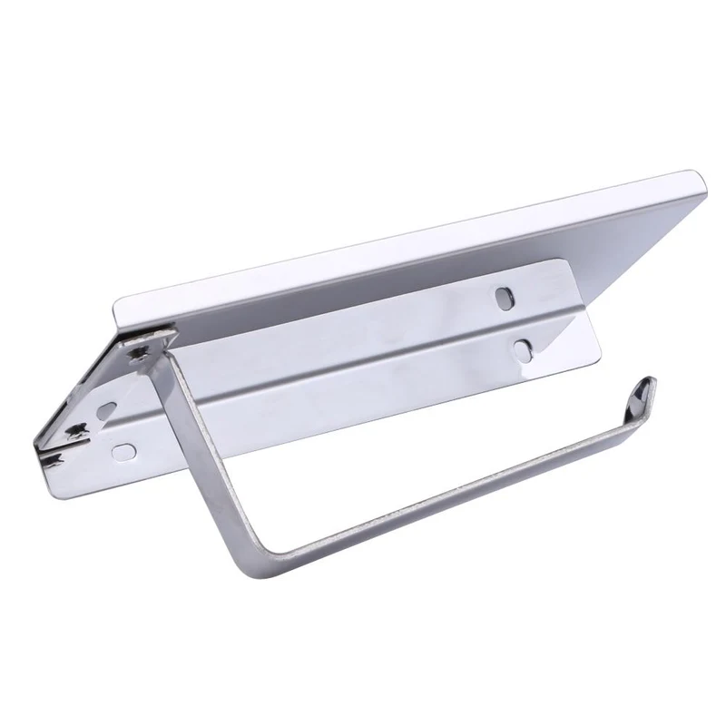 Suport hartie igienica cu raft depozitare telefon sau alte accesorii (inox) 4