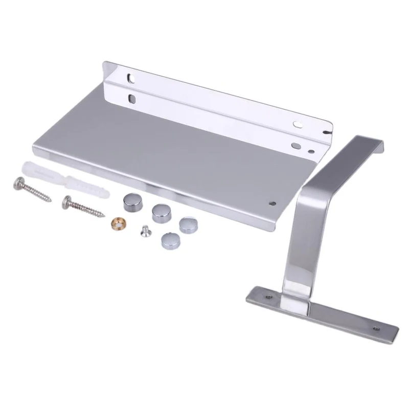 Suport hartie igienica cu raft depozitare telefon sau alte accesorii (inox) 5