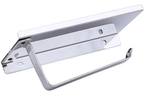 Suport hartie igienica cu raft depozitare telefon sau alte accesorii (inox)