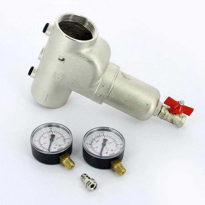 Filtru autocuratire D.  3/4" FI/FI 300 mcm PN16 (cu 2 manometre D. 1/4" si robinet golire D. 3/8" FE/FI) Art. 189  ITAP 2