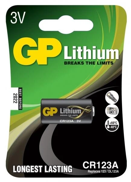 Baterie  3V Lithium Ø16.8х34.5mm CR123A  GP
