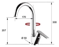 Смеситель для кухни вертикальный для мойки V42B  REMER 2
