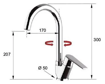 Смеситель для кухни вертикальный для мойки V42B  REMER 2