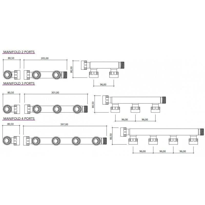 Ramificatie-distribuitor D. 1" FI/FE pentru 4 electrovane (irigare) 4
