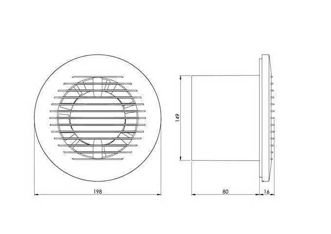 Ventilator rotund D.100 E-EXTRA - EA100 - 100 m³/h, 15 W  EUROPLAST 2