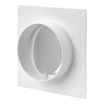 Conector cu flansa de perete si clapeta antiretur pentru tub rotund de ventilatie din plastic D.100 AFV100  EUROPLAST