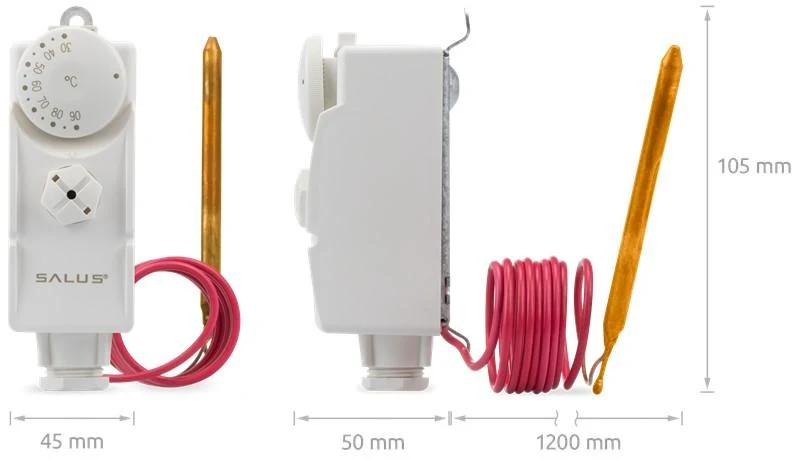 Termostat de teava cu senzor extern (termostat cu sonda) L=1.2 m AT10F  SALUS 5