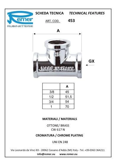 Teu D.  1/2" FI cromat Art. 453  REMER 2