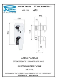 Baterie baie/dus pentru montare ascunsa ATMOS 93  REMER 2