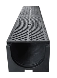 Rigola canalizare HDPE cu grila din fonta (8 mm) С250 1000x200x160 mm VIP  MUFLESYSTEM 3