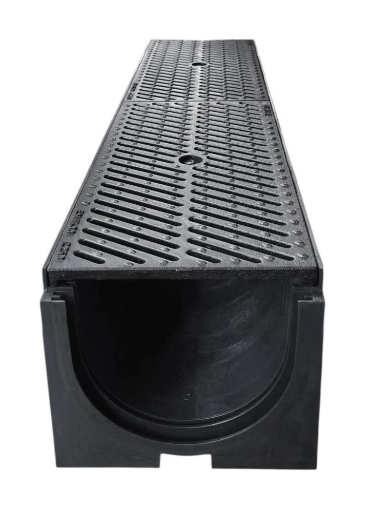 Rigola canalizare HDPE cu grila din fonta (8 mm) С250 1000x200x160 mm VIP  MUFLESYSTEM 3