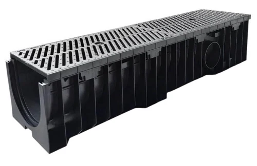 Rigola canalizare HDPE cu grila din fonta (8 mm) С250 1000x200x160 mm VIP  MUFLESYSTEM
