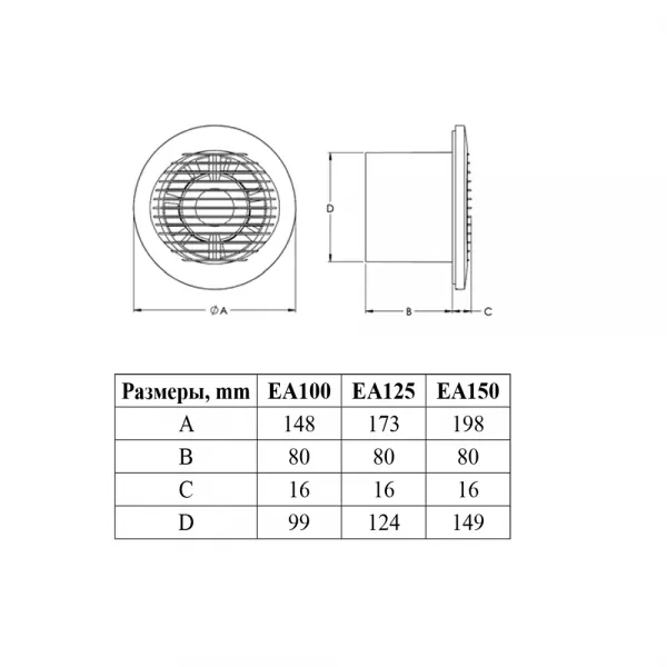 Ventilator rotund D.150 E-EXTRA - EA150HT + timer + sensor umeditate - 200 m³/h, 20 W  EUROPLAST 2