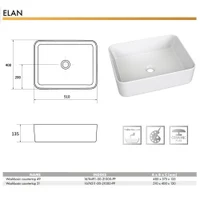 Lavoar ceramica dreptunghiular 49 ELAN (485 x 375 x 135 mm)  CERANO 4