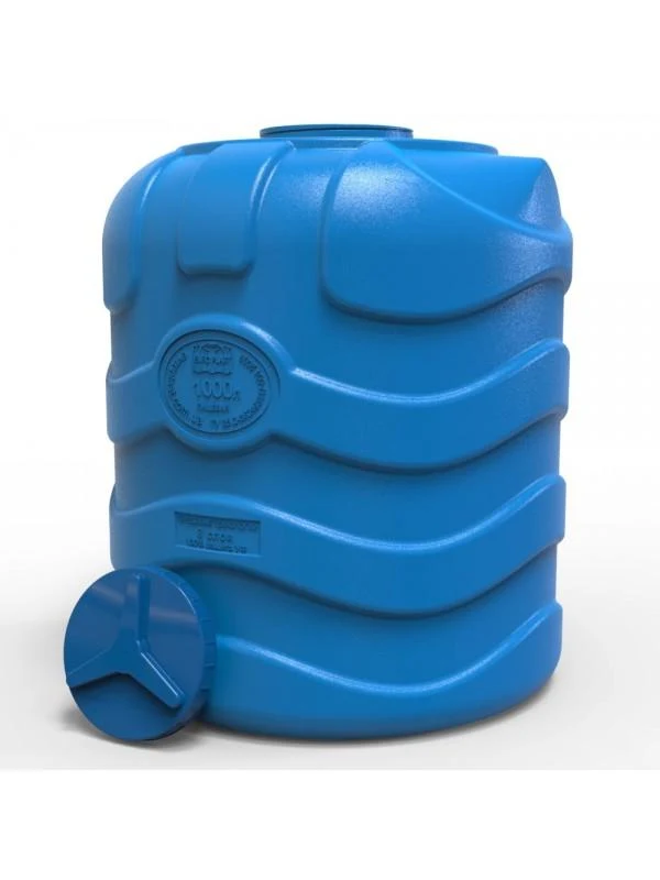 Rezervor apa 1000 L vertical, oval (albastru) cu stut D. 1/2" 107x125 cm (triplu strat) 2