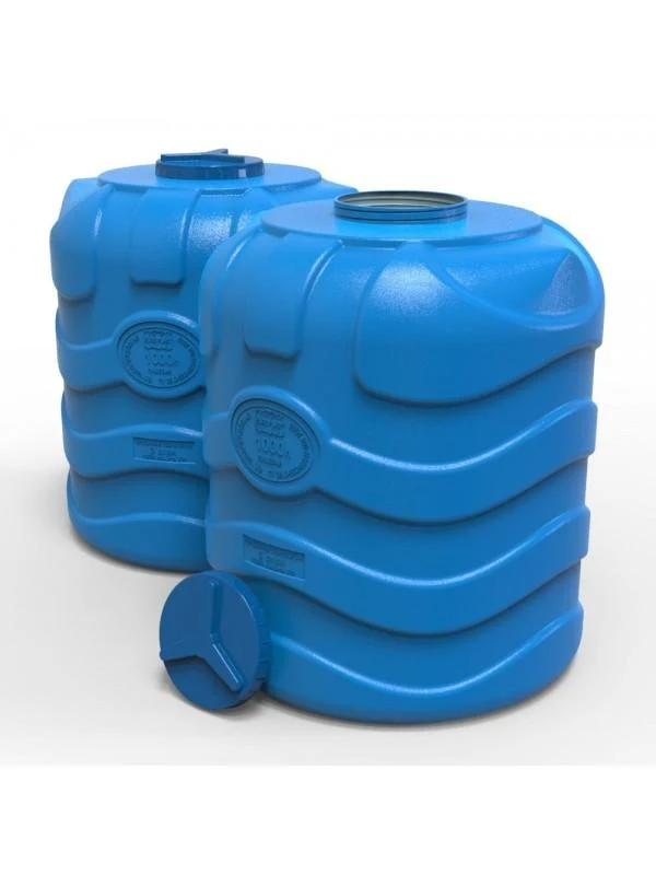 Rezervor apa 1000 L vertical, oval (albastru) cu stut D. 1/2" 107x125 cm (triplu strat) 3
