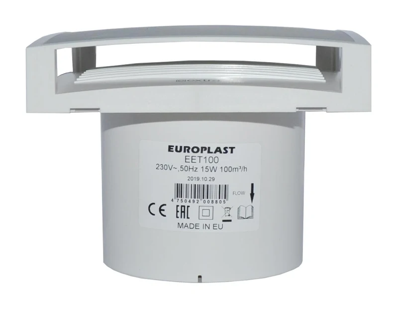 Вентилятор D.150 E-EXTRA - EET150 - 200 м³/ч, 20 W, с декоративной крышкой  EUROPLAST 3