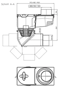 Sifon pardoseala vertical reglabil PP D.110/125 Q=10 L/s (D.110), Q=11 L/s (D.125) HL600N  HL 2