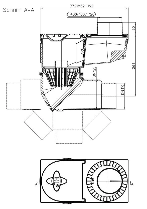 Sifon pardoseala vertical reglabil PP D.110/125 Q=10 L/s (D.110), Q=11 L/s (D.125) HL600N  HL 2
