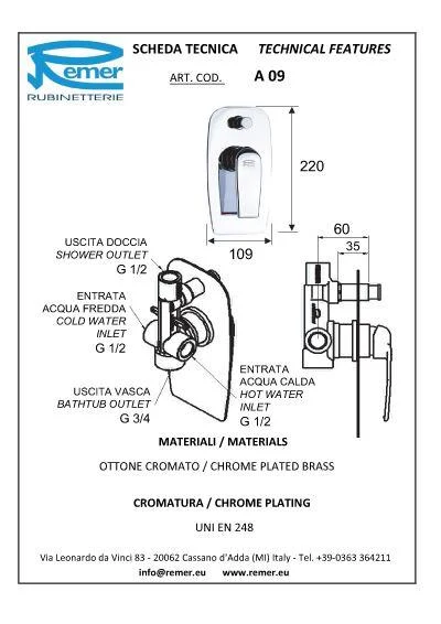 Смеситель для душа скрытого монтажа ATMOS 09  REMER 2