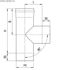 Тройник дымохода 90° (430/0.5 мм) D.150  FERRUM f4709 ES 2