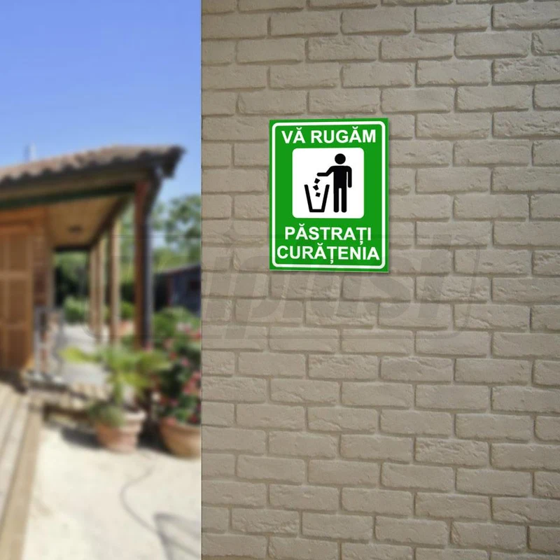 Табличка информационная "PASTRATI CURATENIA" на композитной основе с УФ-печатью, 20 x 26 см 2