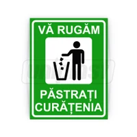 Табличка информационная "PASTRATI CURATENIA" на композитной основе с УФ-печатью, 20 x 26 см
