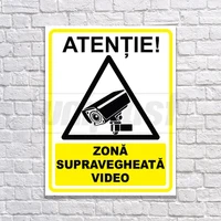 Табличка информационная "ZONA SUPRAVEGHEATA VIDEO" на композитной основе с УФ-печатью, 20 x 26 см 3