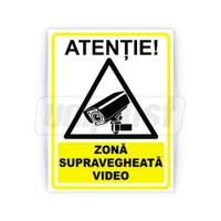 Табличка информационная "ZONA SUPRAVEGHEATA VIDEO" на композитной основе с УФ-печатью, 20 x 26 см