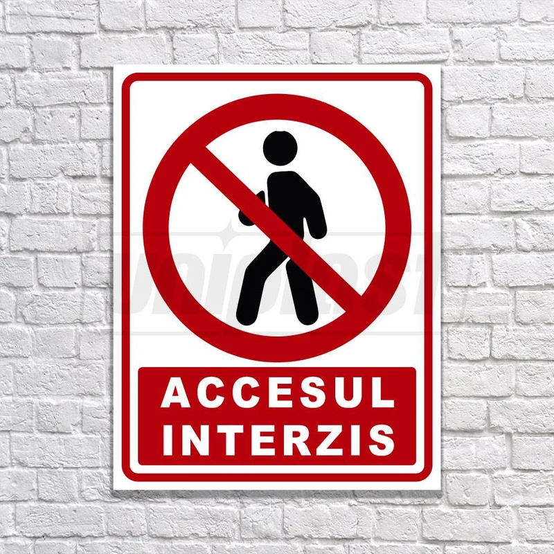 Табличка информационная "ACCES INTERZIS" на композитной основе с УФ-печатью, 20 x 26 см 3