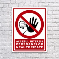 Табличка информационная "ACCES INTERZIS persoanelor neautorizate" на композитной основе с УФ-печатью, 20 x 26 см 3