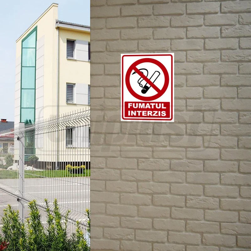 Indicator de avertizare "FUMATUL INTERZIS" din compozit cu imprimare UV directa, 20 x 26 cm 2