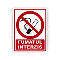 Indicator de avertizare "FUMATUL INTERZIS" din compozit cu imprimare UV directa, 20 x 26 cm
