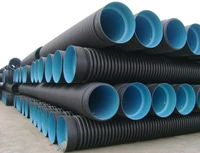 Труба гофрированная канализационная HDPE SN8 OD. 250 (216) с раструбом и манжетой L=6 м (черный/белый) TW