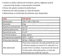 Pompa testare presiune instalatii PN60 CM-60-BS  CANDAN 4
