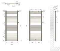 Uscator de prosoape 500 x 1200 mm Flat (crom) Haiti  RADIVA 2
