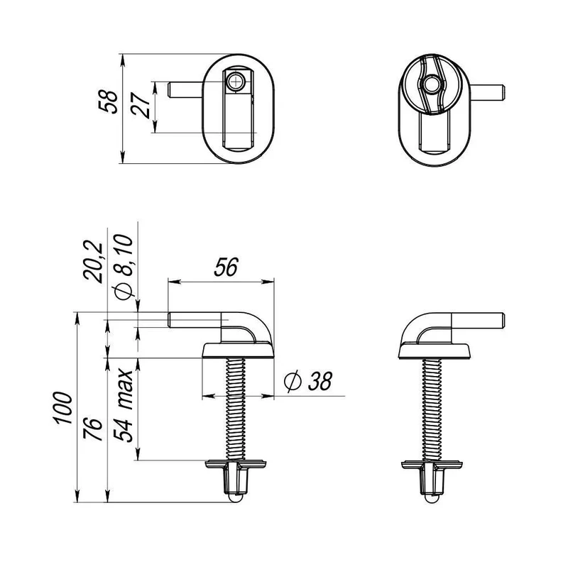 Крепление для сиденья (L=80 мм) СУ-1.10.ЗП  SOLOPLAST 3