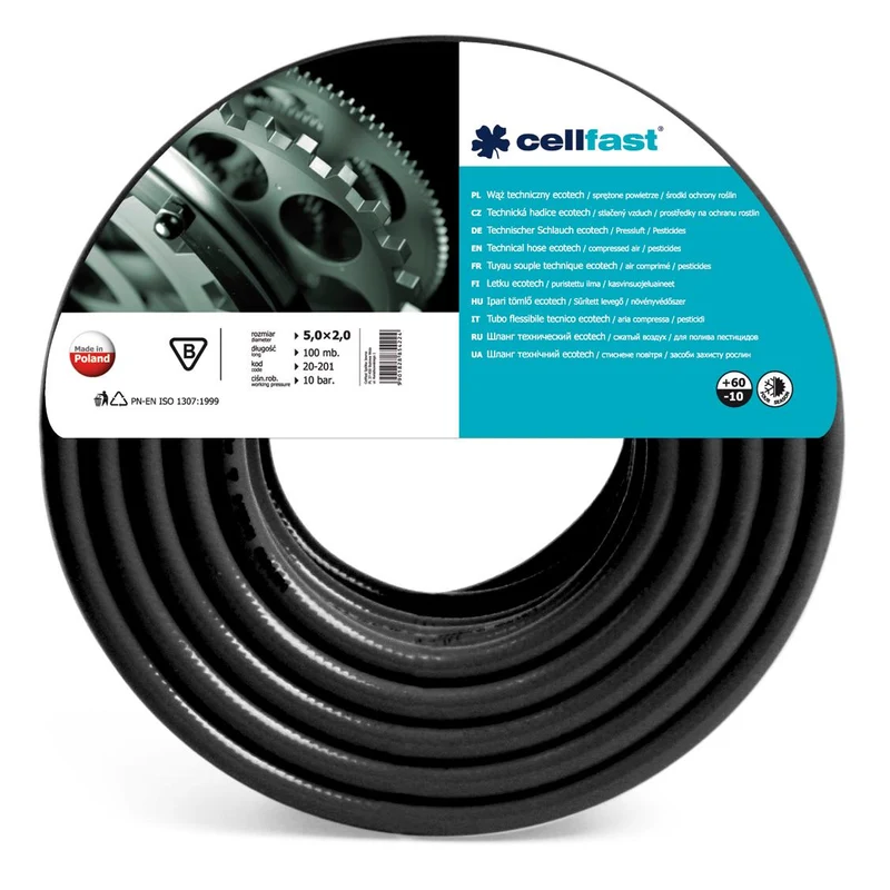 Шланг ECOTECH технический D. 8x2.5 PN10 (черный)  CELLFAST 2
