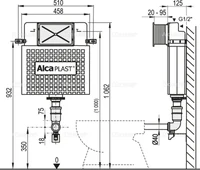 Бачок WC пластик, внутристенный Basicmodul A112 (6494)  ALCAPLAST 2