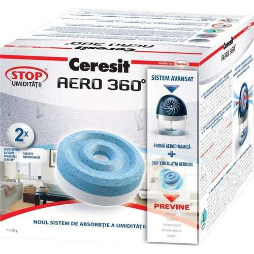 Tableta absorbanta de umiditate Stop AERO 360°, 2 x 450 g, Prospetimea Cascadei  CERESIT