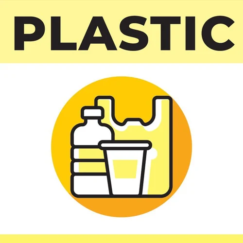Наклейки "PLASTIC" мусорных баков для раздельного сбора мусора (160 x 160 мм)