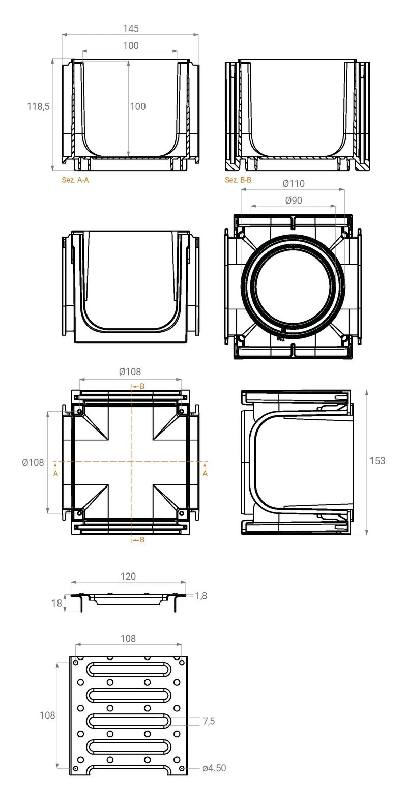 Mufa 4 parti 100/100 mm A15  SAB 2
