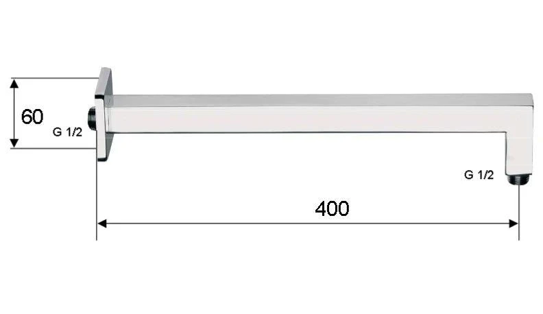 Suport pentru cap dus L=40 cm patrat Art. 348S40  REMER 2