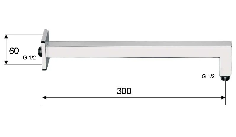 Suport pentru cap dus L=30 cm patrat Art. 348S30  REMER 2