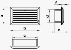Grila plastic canal ventilatie plat 110 x 55 mm cu jaluzele reglaj (572)  VENTS 2