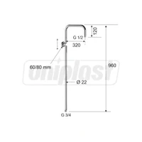 Bara de dus 329X cu suport reglabil dupa inaltime, H=96 cm, 3/4"  REMER 2
