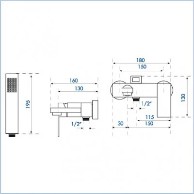 Baterie front pentru baie/dus DAS 02 SM27 (95042700)  SOBIME 2
